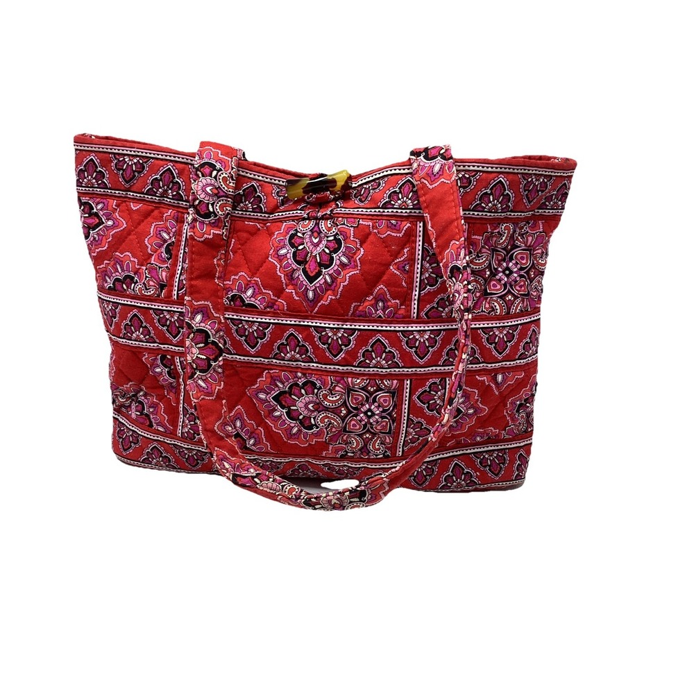Vera Bradley Red Frankly Scarlet Sm Tic Tac Tote Toggle Quilted Purse Retired